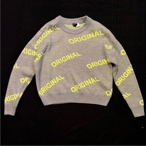 H&M Gray Crewneck Sweater with Yellow 'ORIGINAL' Logo